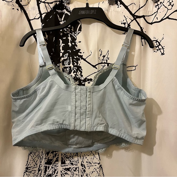 Cacique Lace Balconette Bra Underwire Lace Up Accents Blue 42DD - Picture 7 of 13